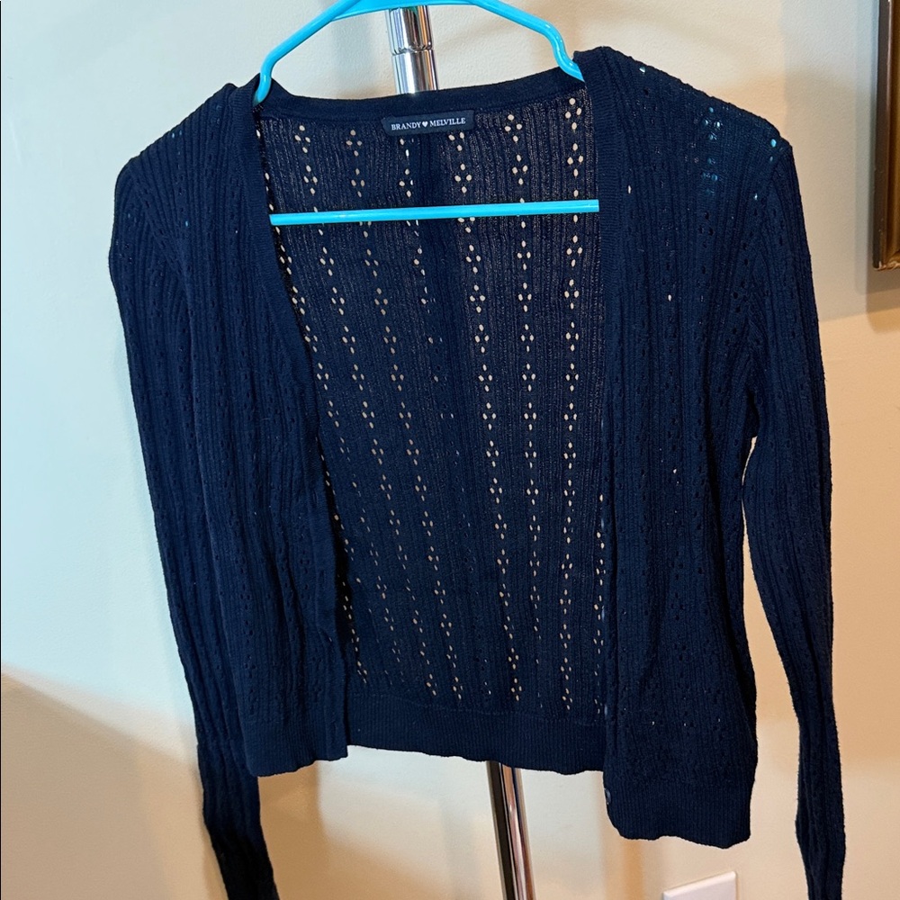 Brandy Melville Navy Open Knit Cardigan
